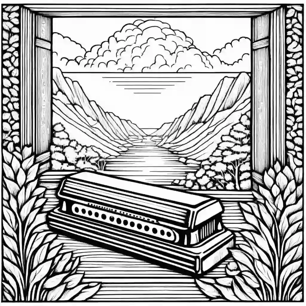 Harmonica coloring pages